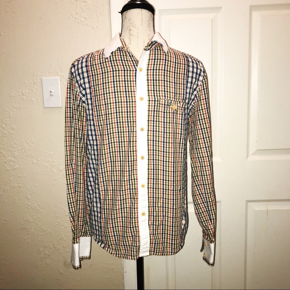 Visual Interpretation Button Long Sleeve Plaid - image 1